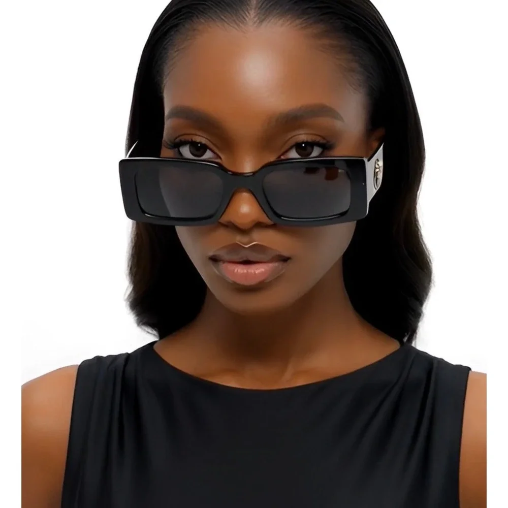 Sunglasses Square Dark Black Lens Women‎ Designer Outdoor Chic Eyeglasses Lentes
